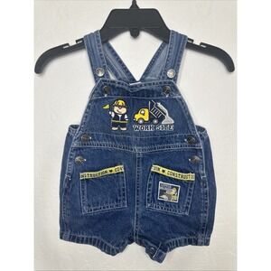 Vintage Baby 6-9months Shortalls Y2K Construction Little‎ Bulldozer Work Site
